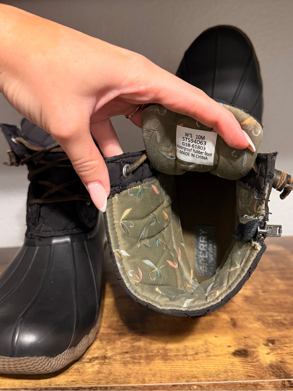 Sperry Black Quilted Lace-Up Duck Boots - Picture 10 of 10